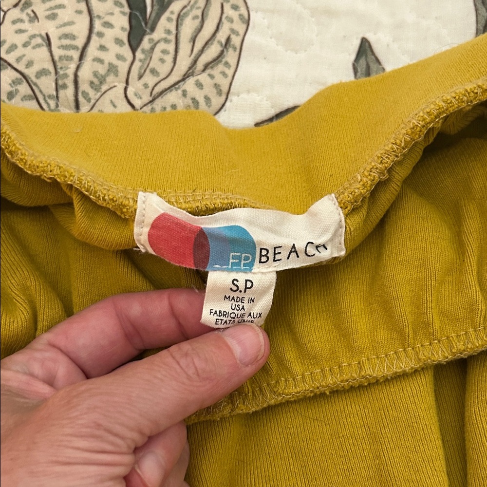 Free People Beach Mustard Yellow Wide-Leg Sweatpants - Picture 2 of 4